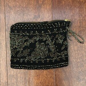 Vintage Chic Black Hand Beaded Zipper Pouch, A Million Ways to Use This